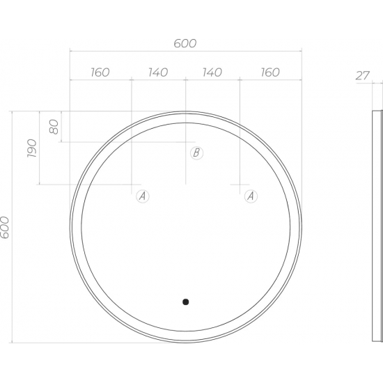 Зеркало круглое VIGO Cosmo Classic 60 с подсветкой