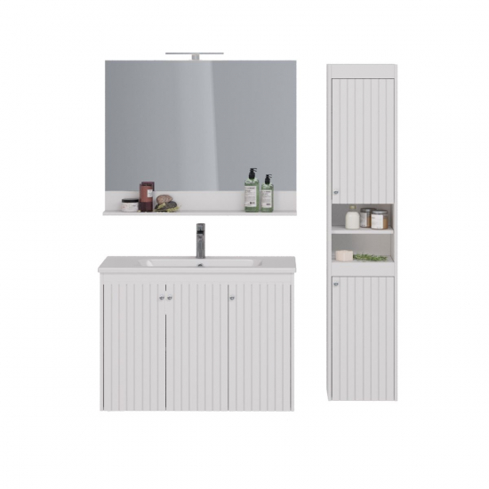 Зеркало LEMARK Romance 1000x800 белый глянец, с полкой