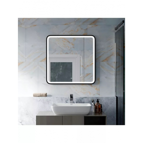 Зеркало MIRSANT Premier Black 800x800 с LED подсветкой