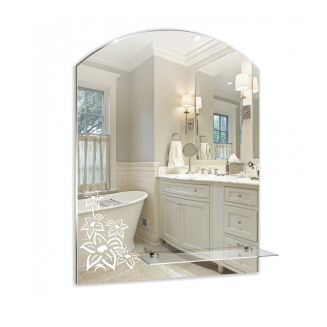 Зеркало MIXLINE Анис 535x670 с полкой, пескоструйный рисунок