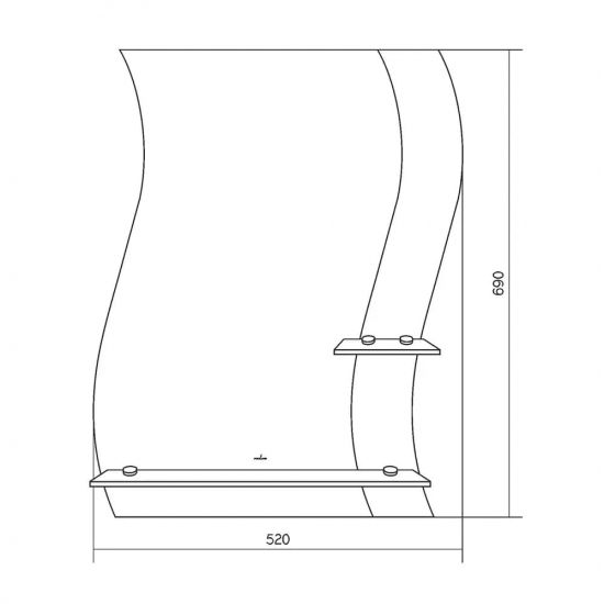 Зеркало MIXLINE Баунти 520x690  2 полки