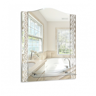 Зеркало MIXLINE Бухара 510x585 с полкой, пескоструйный рисунок