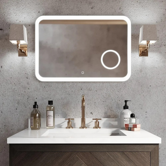 Зеркало MIXLINE Эльза 800x550 сенсорный выключатель, светодиодная подсветка +увеличительное зеркало