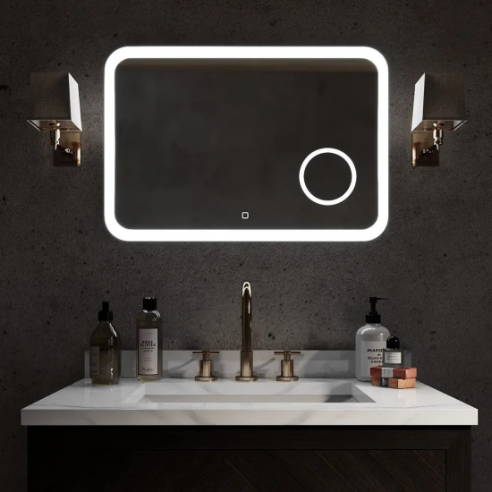 Зеркало MIXLINE Эльза 800x550 сенсорный выключатель, светодиодная подсветка +увеличительное зеркало