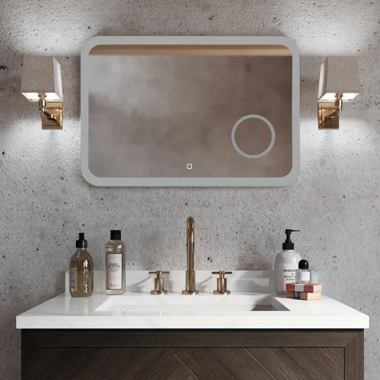 Зеркало MIXLINE Эльза 800x550 сенсорный выключатель, светодиодная подсветка +увеличительное зеркало