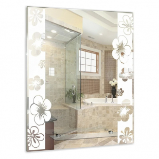 Зеркало MIXLINE Флора 535x685 полка, пескоструйный рисунок