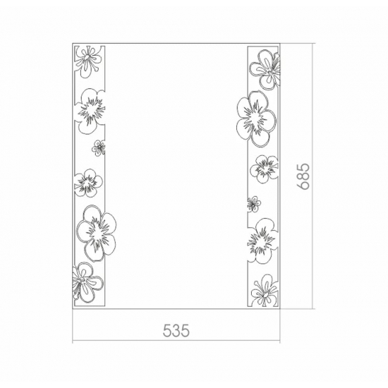 Зеркало MIXLINE Флора 535x685 полка, пескоструйный рисунок