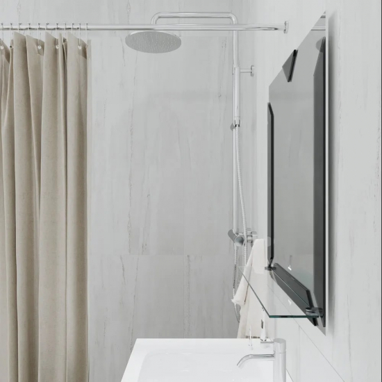 Зеркало MIXLINE Крит люкс 535x635 с полкой, фацет 