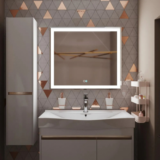 Зеркало MIXLINE Минио-2 800x700 сенсорный выключатель, светодиодная подсветка + подогрев