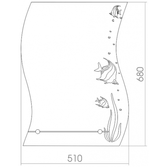 Зеркало MIXLINE Немо 510x680 полка, пескоструйный рисунок