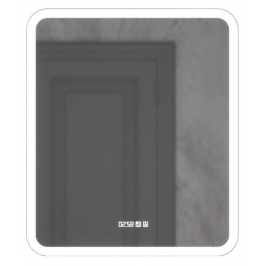 Зеркало MIXLINE Стив-3 600x700 с LED подсветкой, часами и подогревом