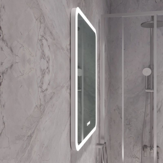 Зеркало MIXLINE Стив-3 600x700 с LED подсветкой, часами и подогревом
