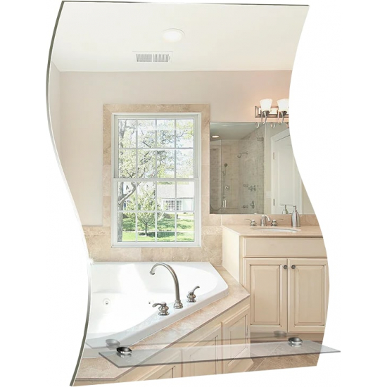 Зеркало MIXLINE Волна 430x590 с полкой
