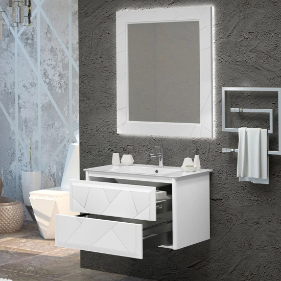 Зеркало OPADIRIS Луиджи 70 с подсветкой, белое матовое