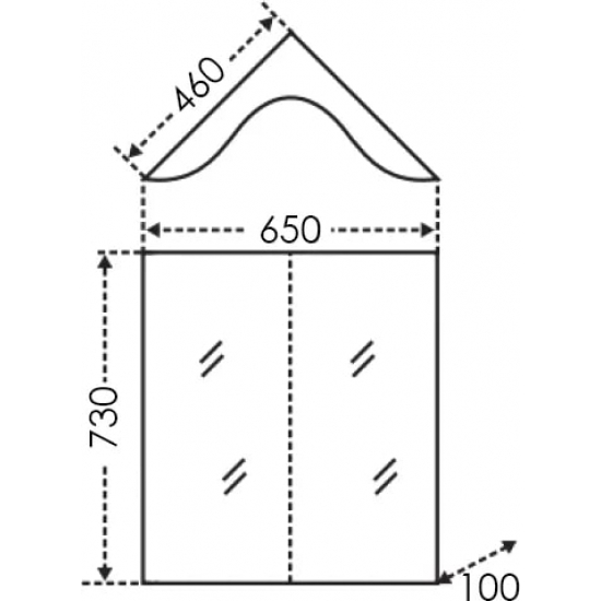 Зеркало САНТА Аврора 60 угловое, с полкой