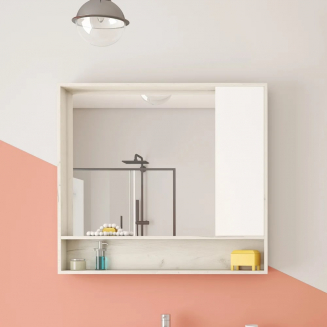 Зеркало-шкаф АКВАТОН Флай 100 белое, дуб крафт