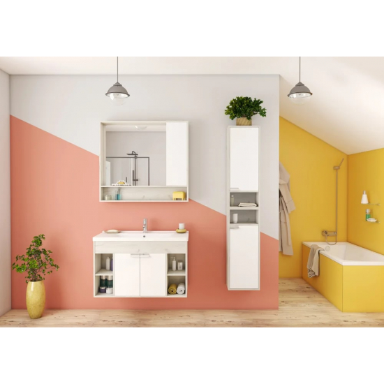 Зеркало-шкаф АКВАТОН Флай 100 белое, дуб крафт