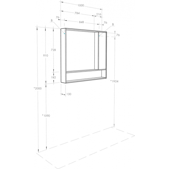 Зеркало-шкаф АКВАТОН Флай 100 белое, дуб крафт