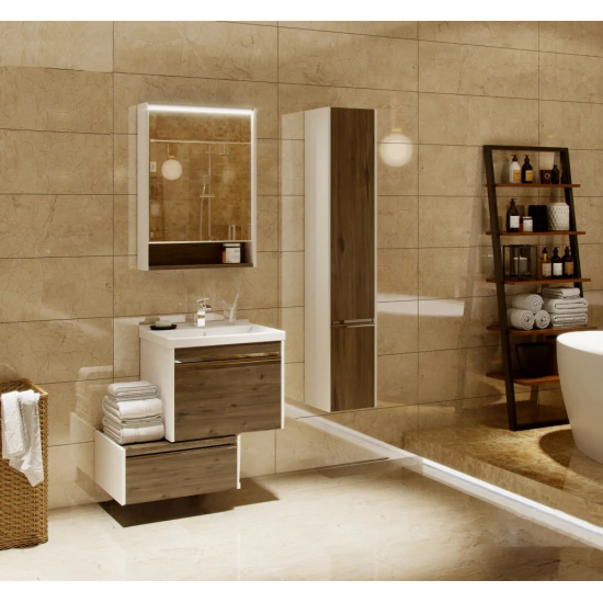 Зеркало-шкаф АКВАТОН Капри 60 с подсветкой, таксония темная