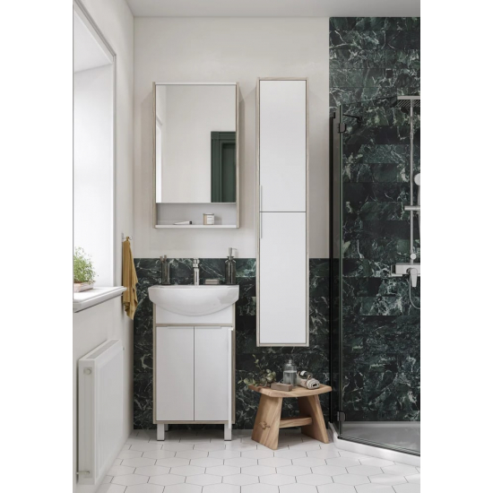 Зеркало-шкаф АКВАТОН Рико 50 белый, ясень фабрик