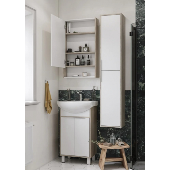 Зеркало-шкаф АКВАТОН Рико 50 белый, ясень фабрик