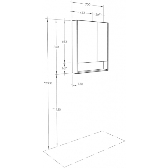 Зеркало-шкаф АКВАТОН Сканди 70 дуб верона
