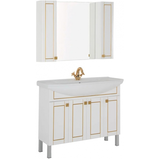 Зеркало-шкаф AQUANET Честер 105 белый, патина золото