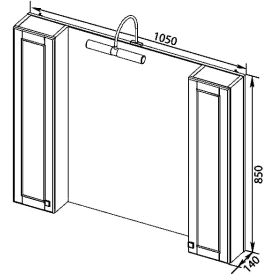 Зеркало-шкаф AQUANET Честер 105 белый, патина золото