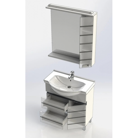 Зеркало-шкаф AQUANET Доминика 80 белый, с подсветкой