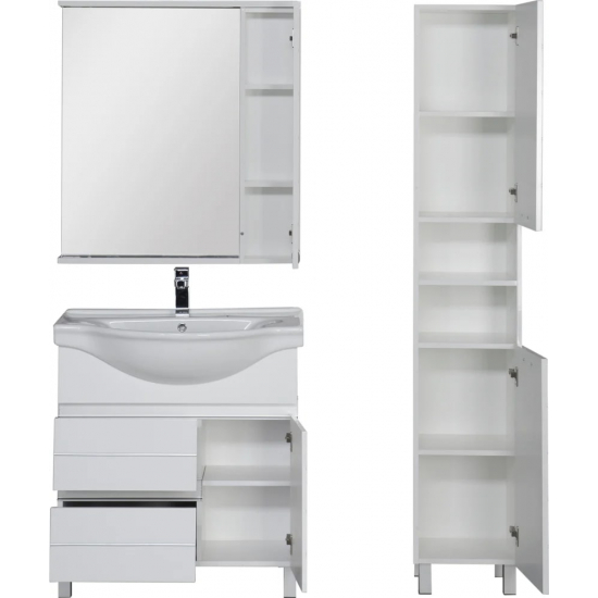 Зеркало-шкаф AQUANET Доминика 80 белый, с подсветкой