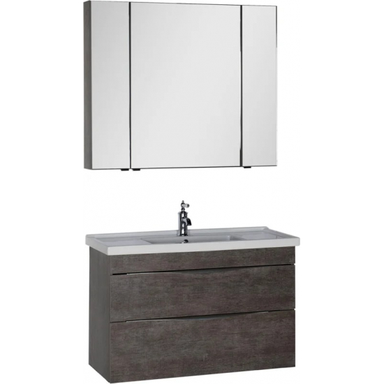 Зеркало-шкаф AQUANET Эвора 100 дуб антик