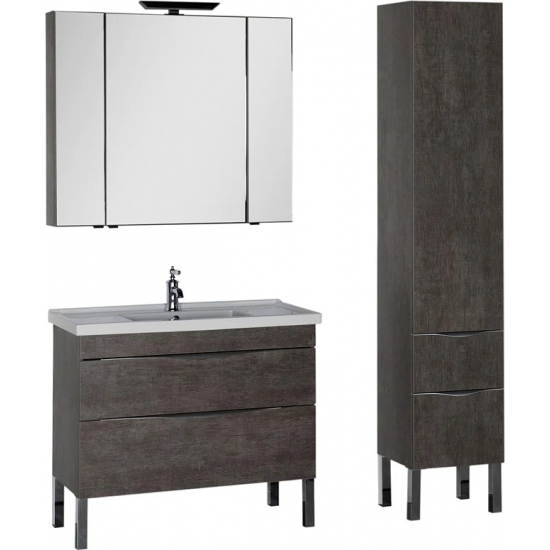 Зеркало-шкаф AQUANET Эвора 100 дуб антик