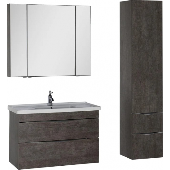 Зеркало-шкаф AQUANET Эвора 100 дуб антик