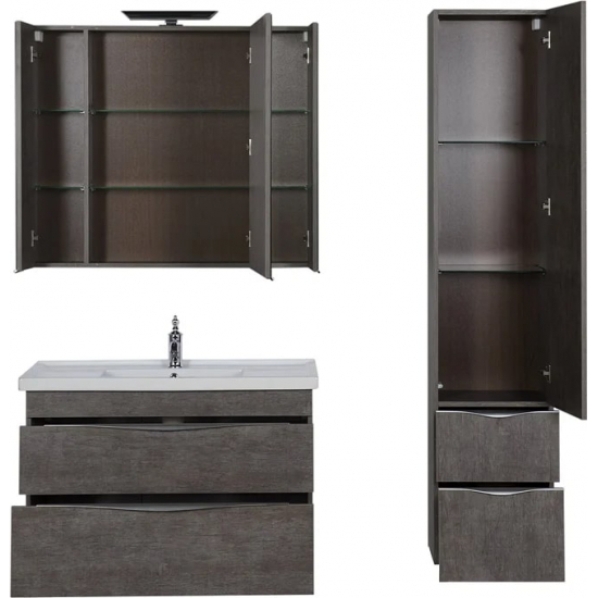 Зеркало-шкаф AQUANET Эвора 100 дуб антик