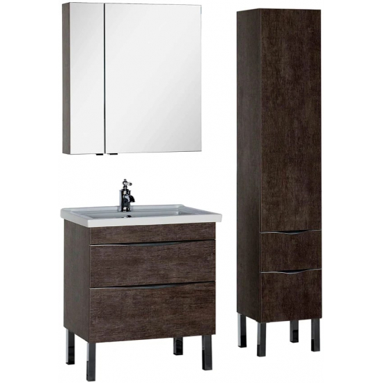 Зеркало-шкаф AQUANET Эвора 80 дуб антик