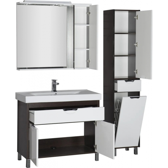 Зеркало-шкаф AQUANET Гретта 100 венге, с подсветкой