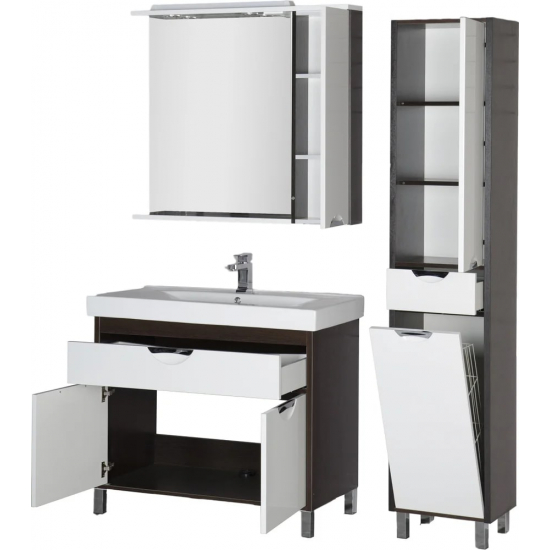 Зеркало-шкаф AQUANET Гретта 100 венге, с подсветкой