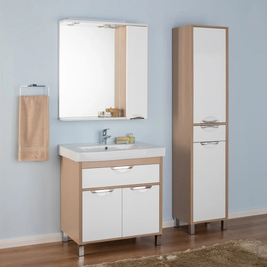 Зеркало-шкаф AQUANET Гретта 70 светлый дуб, с подсветкой