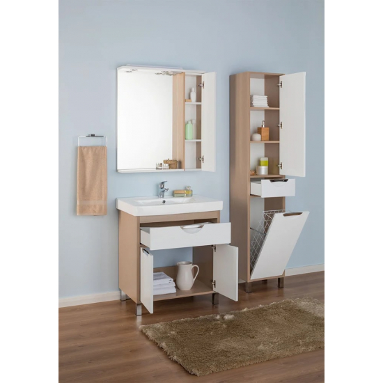 Зеркало-шкаф AQUANET Гретта 70 светлый дуб, с подсветкой