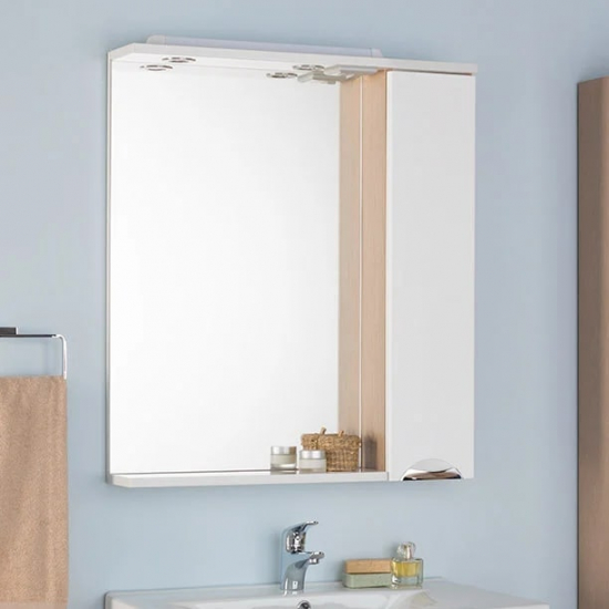 Зеркало-шкаф AQUANET Гретта 75 светлый дуб, с подсветкой