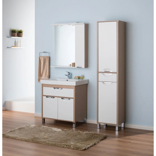 Зеркало-шкаф AQUANET Гретта 75 светлый дуб, с подсветкой