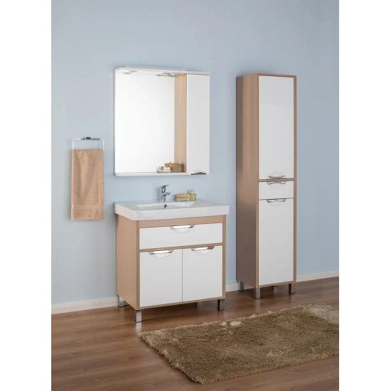 Зеркало-шкаф AQUANET Гретта 75 светлый дуб, с подсветкой