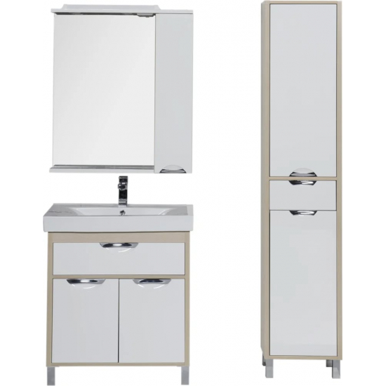 Зеркало-шкаф AQUANET Гретта 75 светлый дуб, с подсветкой