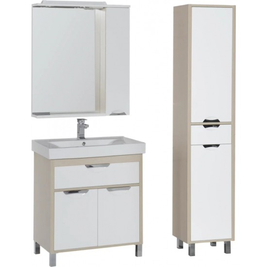 Зеркало-шкаф AQUANET Гретта 75 светлый дуб, с подсветкой