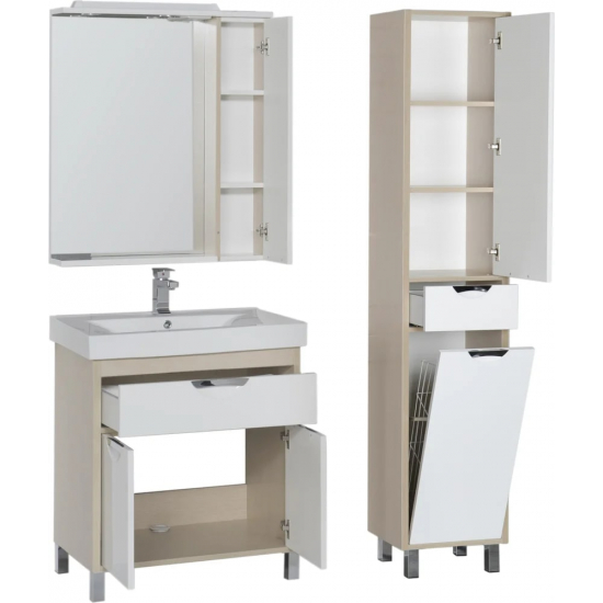 Зеркало-шкаф AQUANET Гретта 75 светлый дуб, с подсветкой