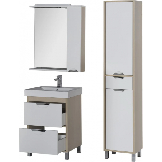 Зеркало-шкаф AQUANET Гретта 75 светлый дуб, с подсветкой