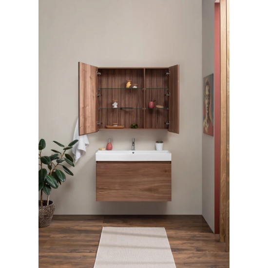 Зеркало-шкаф AQUANET Нью-Йорк 85 орех