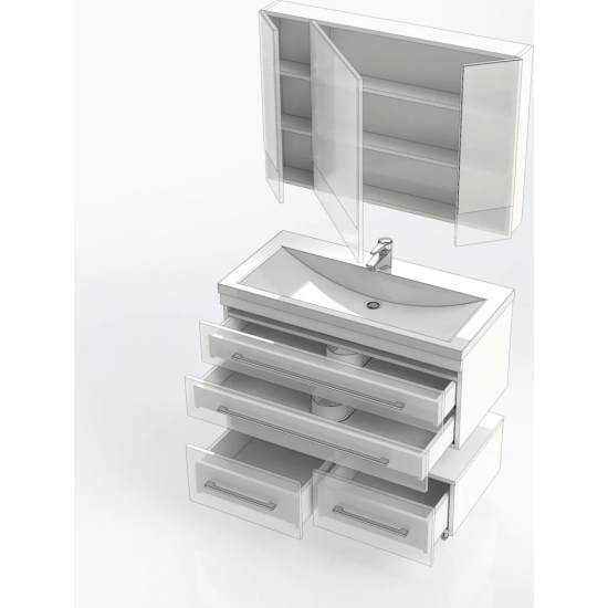 Зеркало-шкаф AQUANET Нота 100 камерино белый 