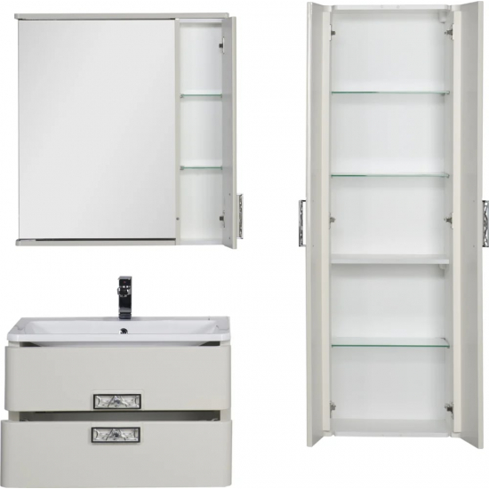 Зеркало-шкаф AQUANET Паллада 80 слоновая кость