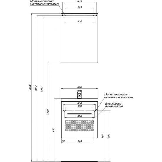 Зеркало-шкаф AQUANET Порто 50 белый